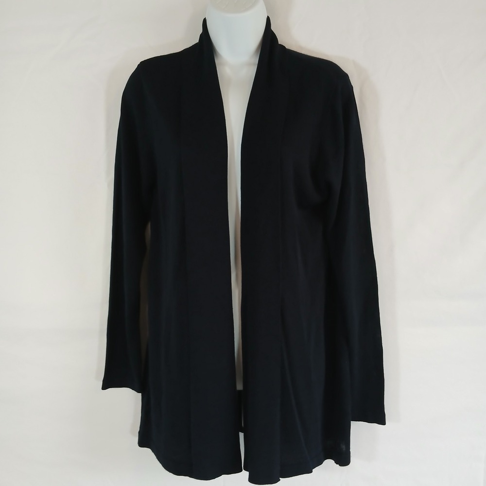 Talbots cardigan  Navy Blue Open Front Long Sleeve Shawl Collar Sz S Casual Work